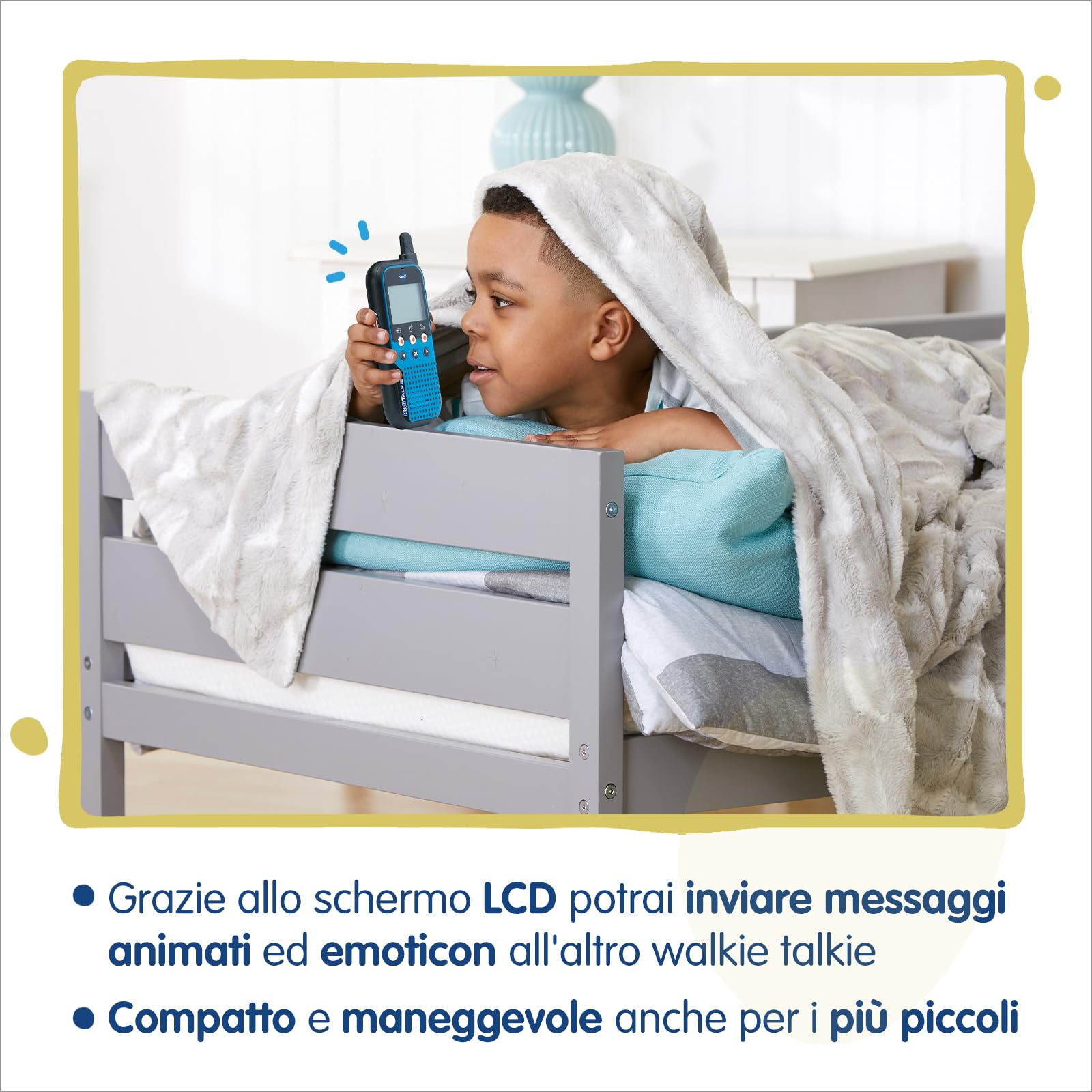 VTech Kidi Talkie, Walkie Talkie Bambini 6 in 1, 2 Walkie-Talkie con Connessione Protetta, Molte Modalità di Utilizzo, Modifica della Voce, Lingua Italiana, Batterie Incluse, 4-10 Anni