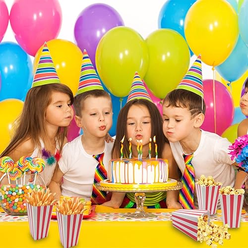 Miniatura 6 de 36 cajas de palomitas de maíz, mini caja de papel para palomitas de maíz, contenedor para decoraciones nocturnas de películas, rayas blancas y rojas