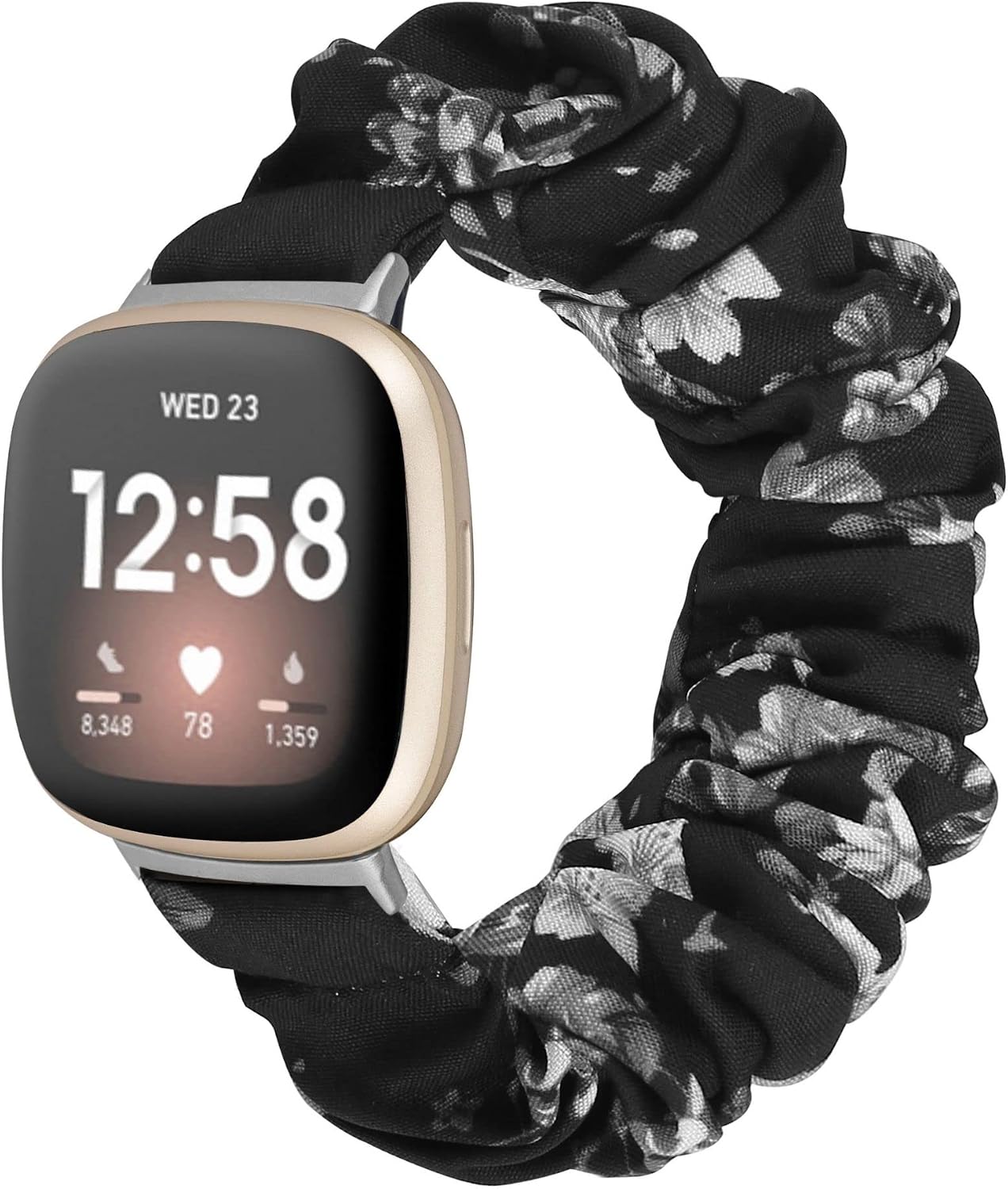 TOYOUTHS Scrunchie Band Compatible with Fitbit Versa 3/Versa 4/Sense/Sense 2 Band for Women, Solo Loop Soft Elastic Nylon Strap Replacement Replacement Breathable Stretchy Bracelet Wristband, M