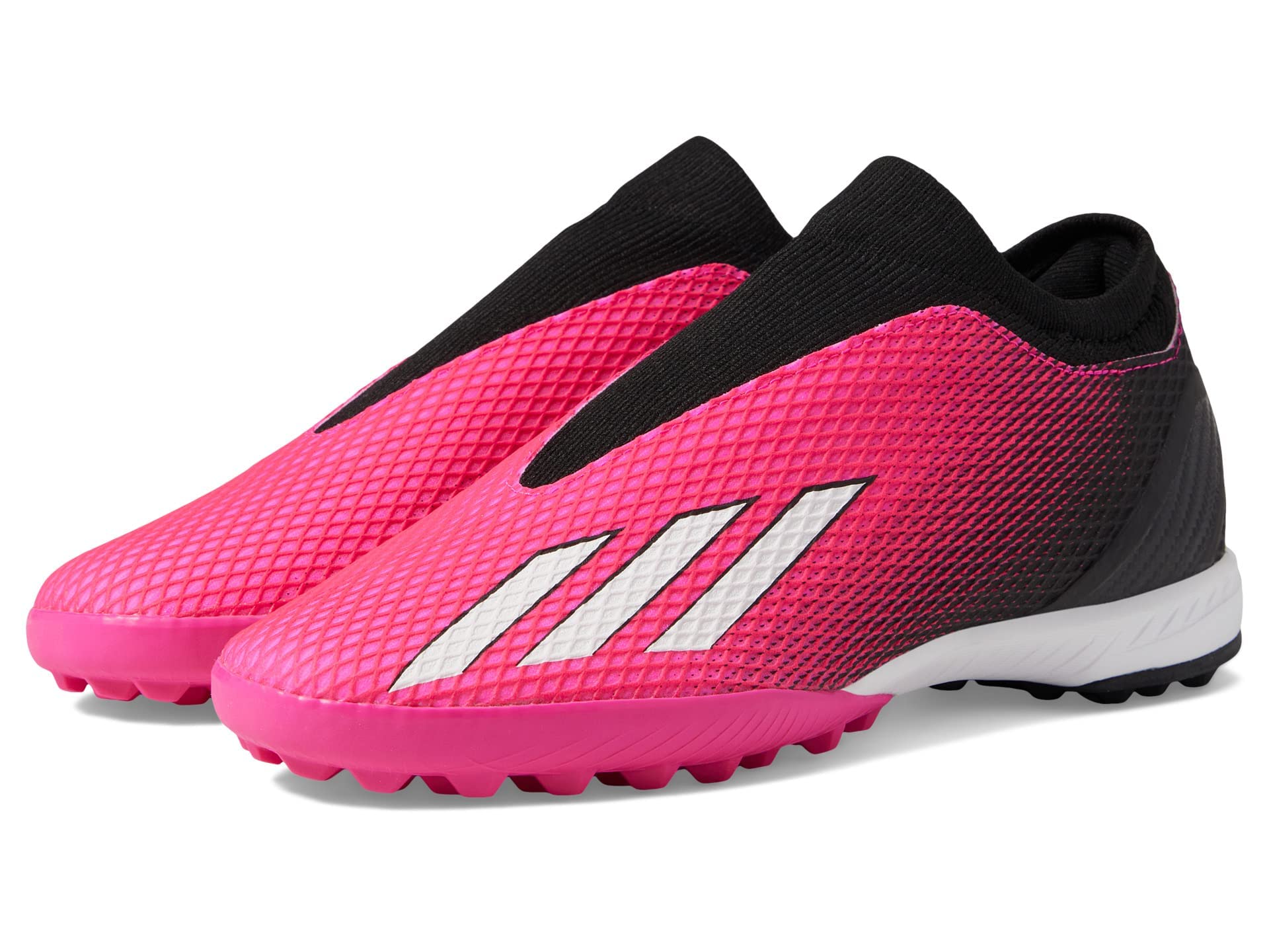 adidas Unisex X SPEEDPORTAL.3 Laceless Turf Soccer Shoe, Team Shock Pink/Zero Metallic/Black, 10.5 US Men