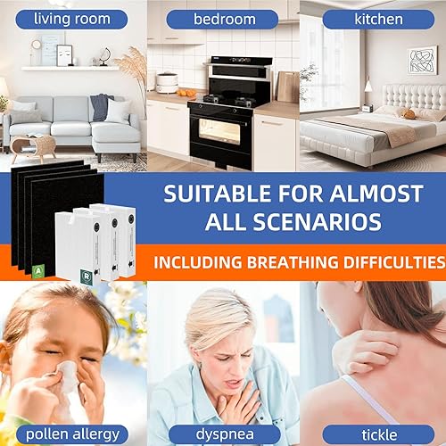 Miniatura 6 de Filtro HEPA HPA300 de repuesto para purificador de aire Honeywell serie HPA300, 3 filtros HEPA verdaderos R y 4 prefiltros de carbón activado A, en