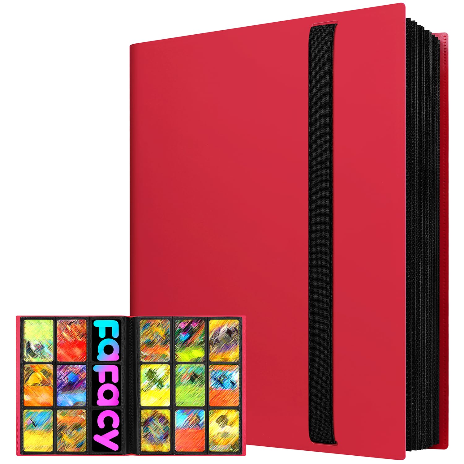 【2025】Trading Card Binder 9 Pocket, Hockey Card Binder with Sleeves Anti-open Strap Waterproof 20-Page 360 Game Cards Binder Holder Gift for Baseball/Soccer/Basketball/Football Cards Collector