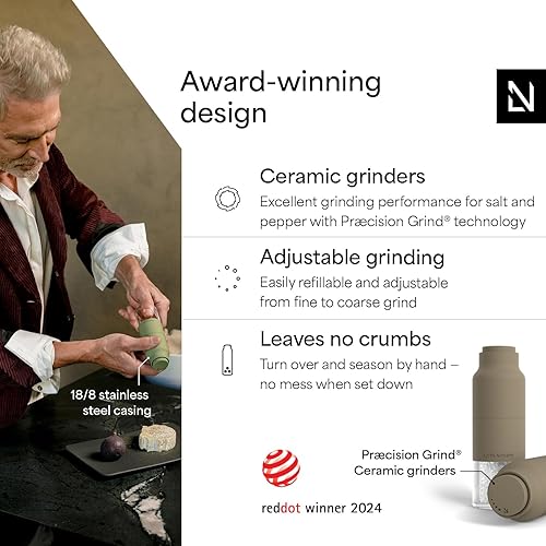 Miniatura 31 de LARS NYSØM Juego de molinillo de sal y pimienta, molinillos manuales de sal y pimienta de acero inoxidable, molinillo de cerámica ajustable, diseño