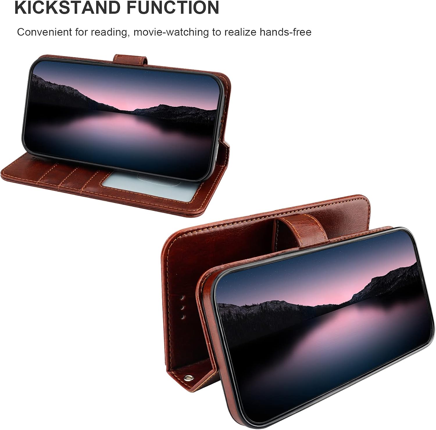 Bocasal Detachable Wallet Case for iPhone 13 Pro RFID Blocking Card Slots Holder Premium PU Leather Magnetic Kickstand Shockproof Wrist Strap Removable Flip Protective Cover 5G 6.1 inch (Brown) - Image 7