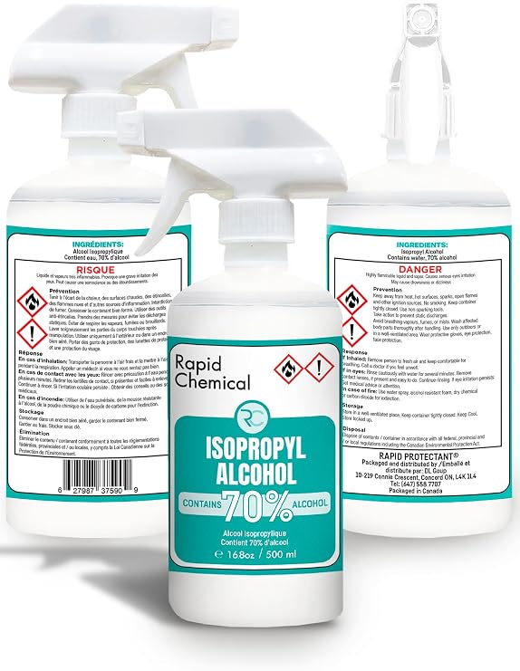 رذاذ كحول الأيزوبروبيل RAPID PROTECTANT 70% - درجة USP - 17 Fl Oz - زجاجة رذاذ كحول محمر 70%
