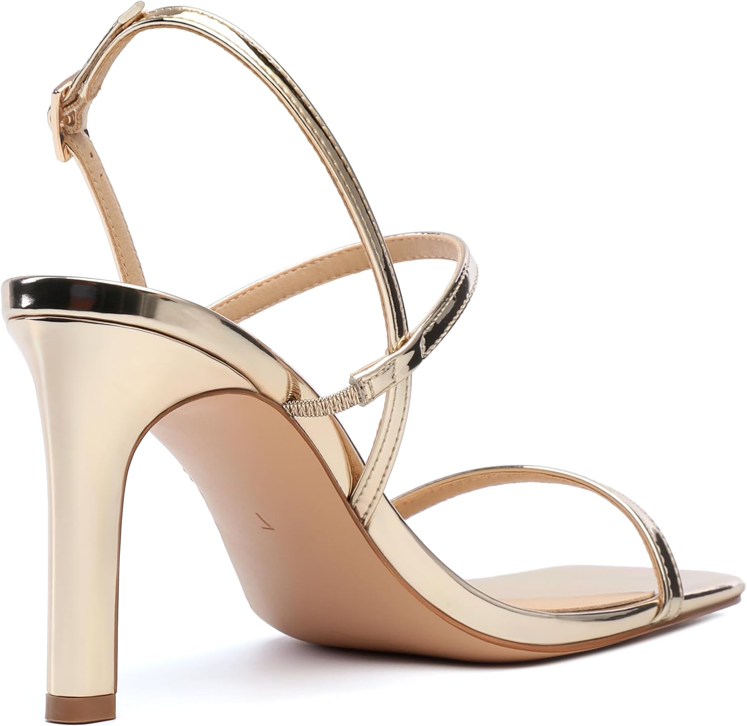 Women's High Heels Sandals, Slingback Heels Square Toe Shoes for Womens Gold Patent Size 7 - Image 3