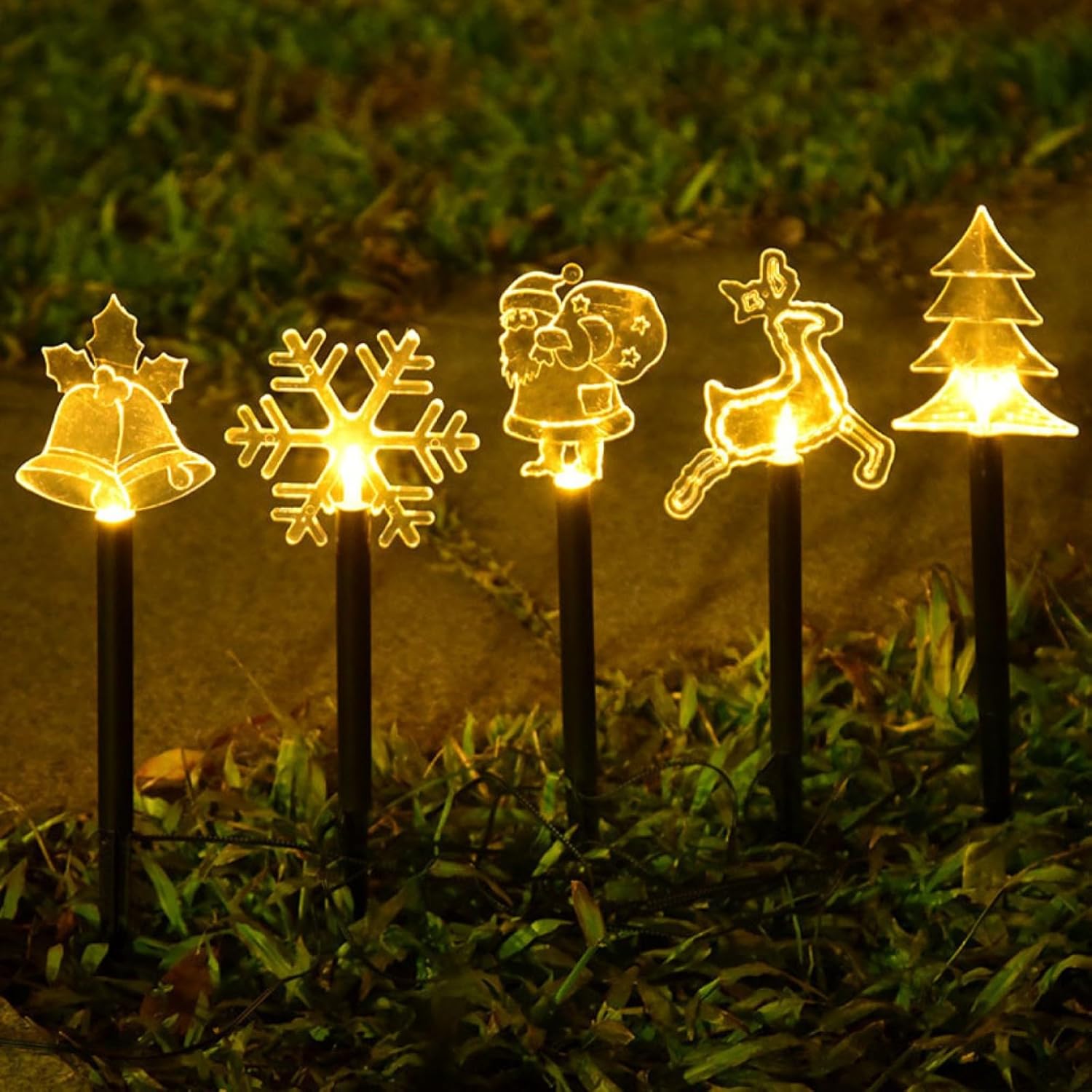 Baquler 5 Pcs Solar Christmas Pathway Lights Outdoor