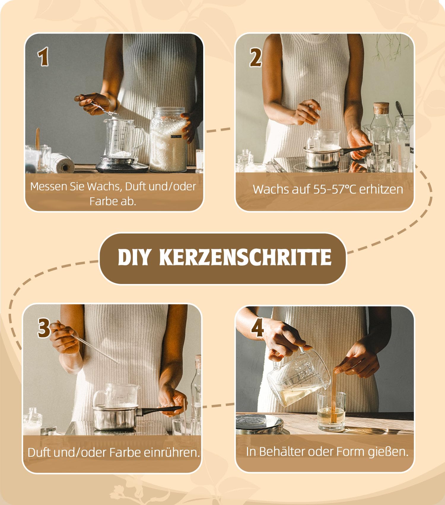 BOYUJK Sojawachs für Kerzen 5KG, Premium Natürlich Kerzenwachs, 100% Sojawachs für die Kerzenherstellung aus biologischem Anbau, ohne Zusatzstoffe, Harmlos und Rein
