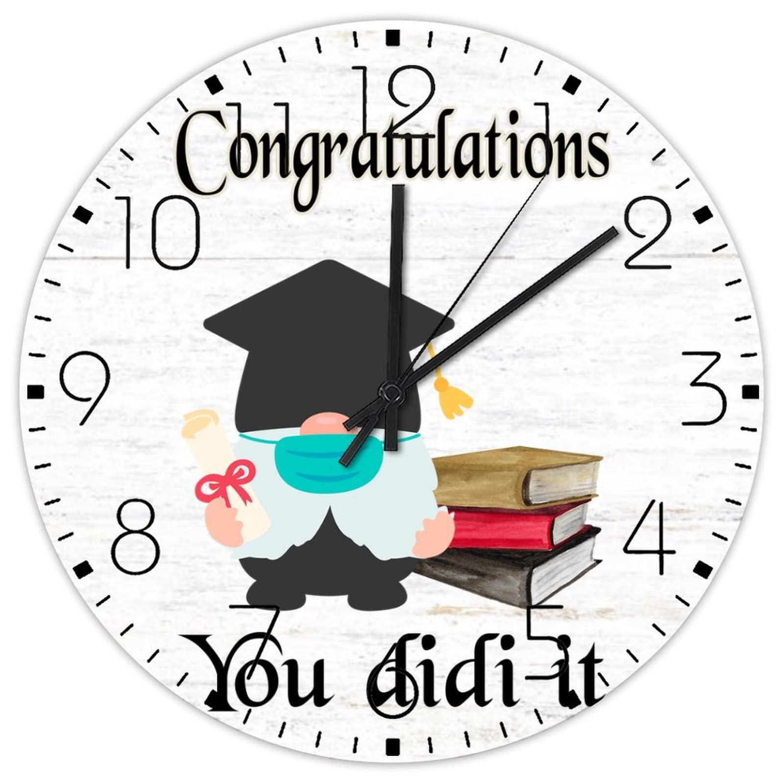 Horloge murale en bois 38 cm silencieuse décorative Congratulations