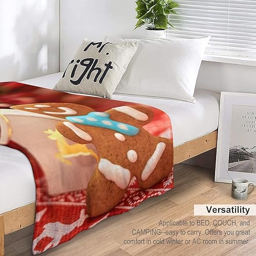 Miniatura 4 de Manta bonita de hombre de jengibre, mullida y esponjosa, de franela con bolas de Navidad, juguetes suaves y livianos de felpa para sofá, cama, sofá,