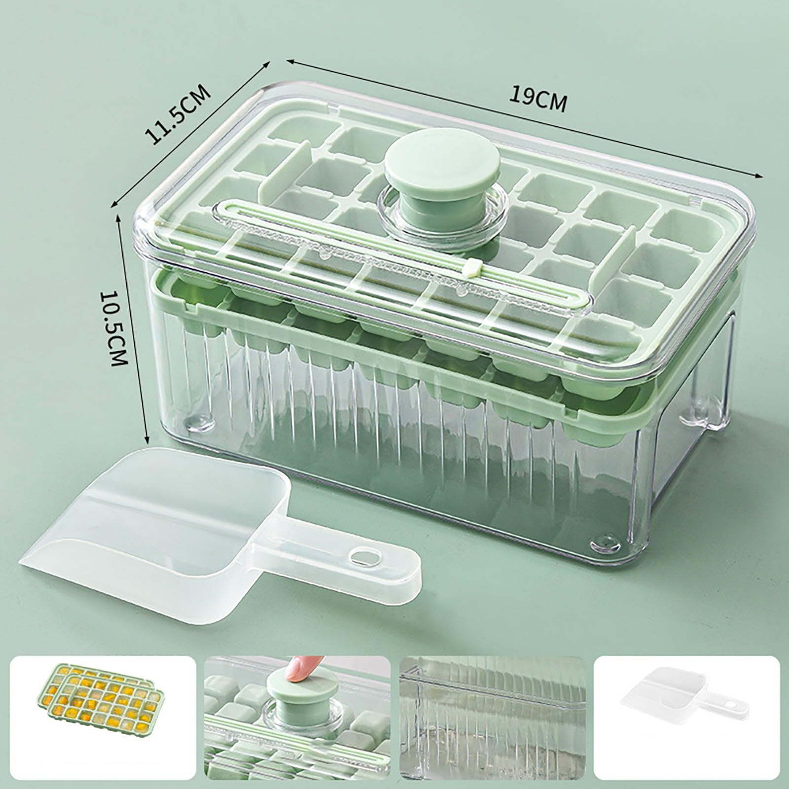 Ice Trays for Freezer Ice Cube Tray with Lid and Bin 56 Pieces