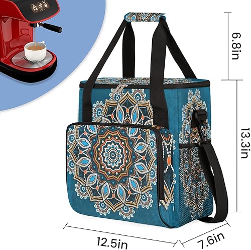 Miniatura 2 de Bolsa de café étnica con mandala, bolsa de transporte de flores, bolsa de almacenamiento compatible con Keurig K-Mini o K-Mini Plus, portátil, de