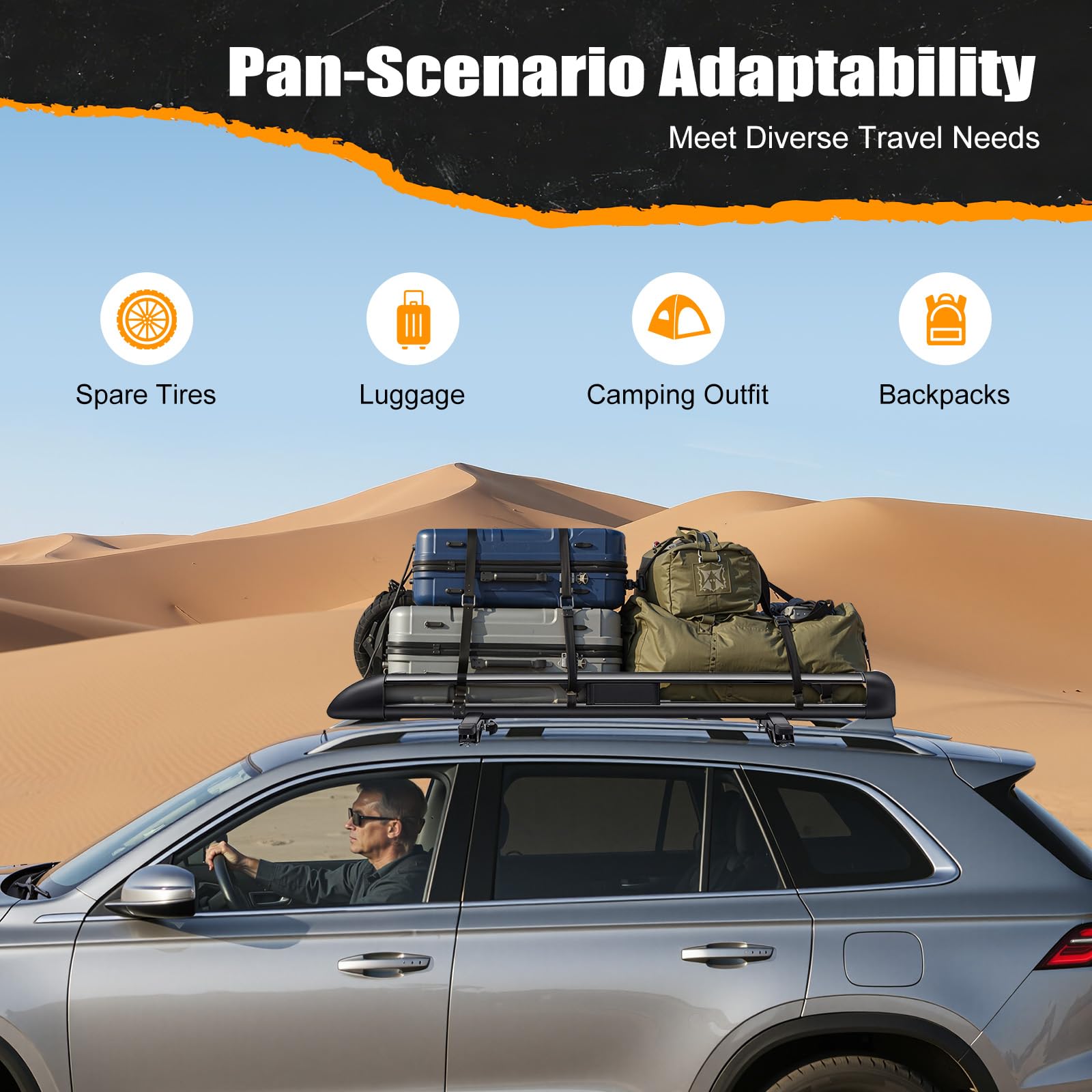 Dachkorb Universal SUV Dachgepäckträger Gepäckkorb Dachrack 127x97cm | Universal SUV-Dachkorb (127x97cm) aus wetterfester Aluminiumlegierung mit 68kg Traglast für Urlaubsreise und Camping.
