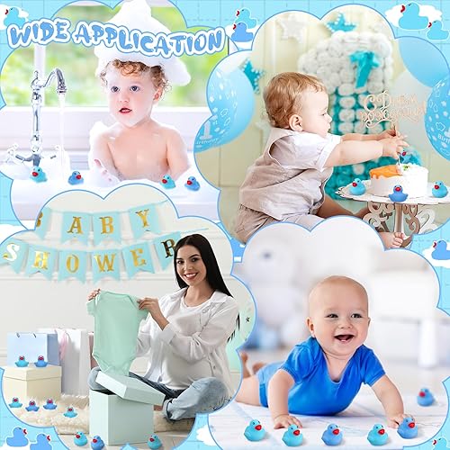 Miniatura 6 de Lenwen 100 mini patos de goma de 1.57 pulgadas a granel, regalos de fiesta de baby shower, patos chirriantes y flotadores, juguetes de baño para