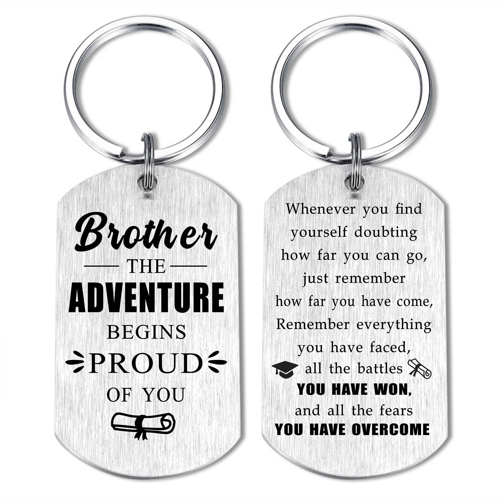 Alotozo 2025 Graduation Gifts for Brother - Stainless Steel Keychain for High School, College, PhD Graduate - Inspirational Brother Graduate Keychain from Sibling/Family