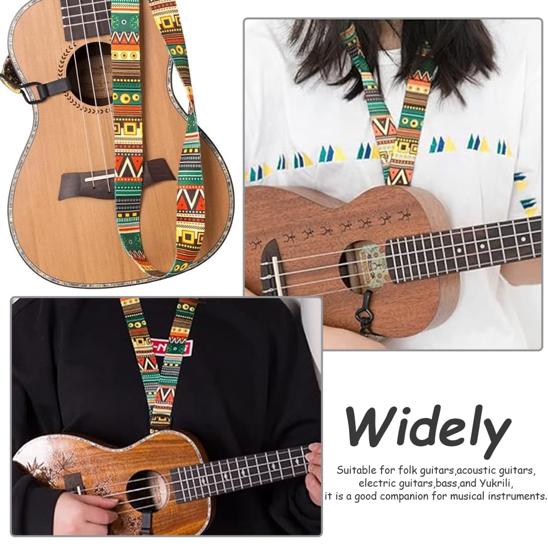 Tracolla Regolabile Per Chitarra | Etnica, Resistente Per Elettrica, Acustica E Ukulele