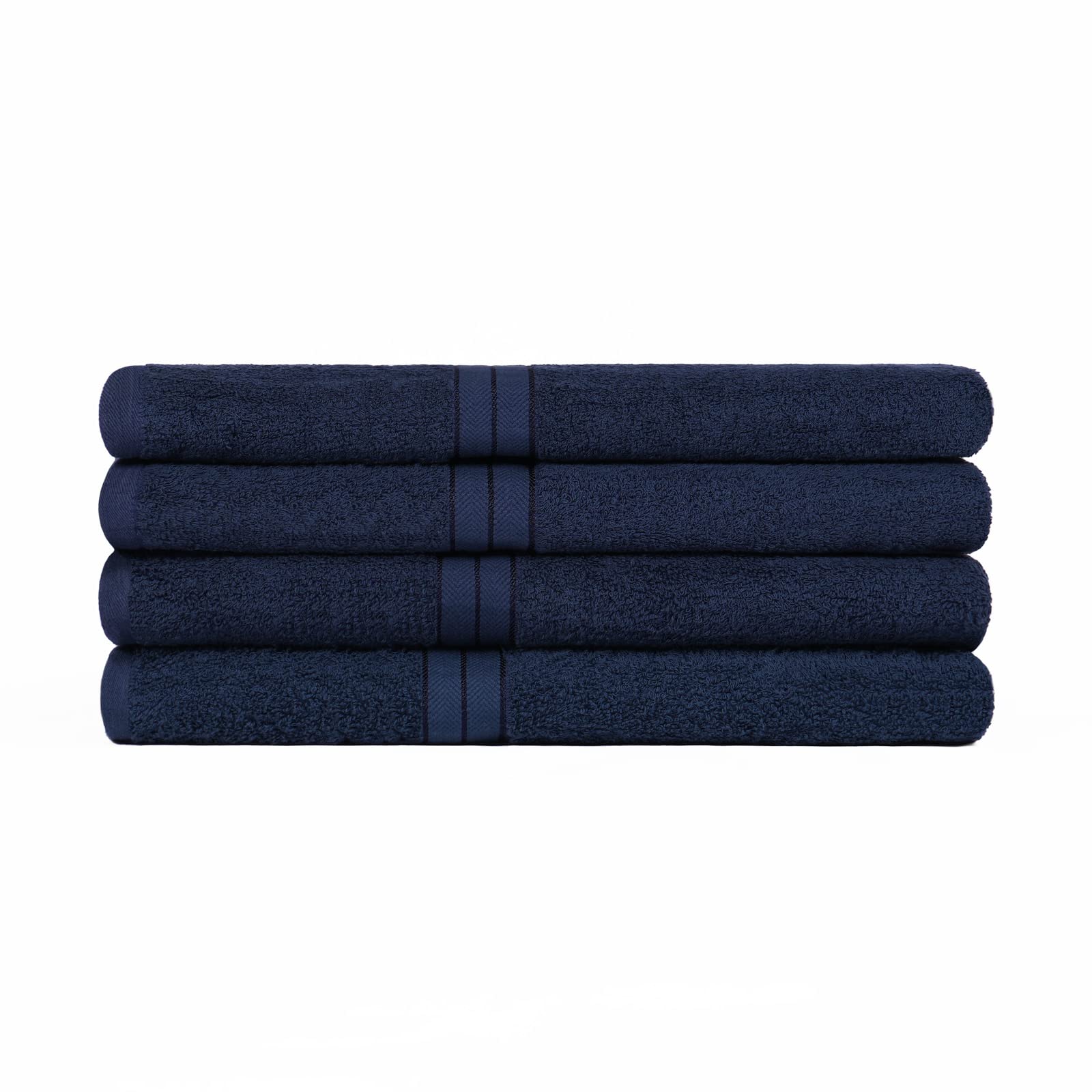 OHS 4 Pack Cotton Hand Towels - Navy - 500 GSM Absorbent Soft Bath Towels