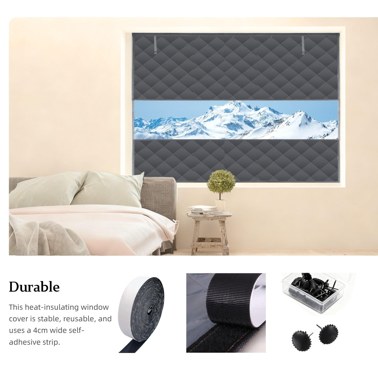 Rideau Thermique Isolant Anti Froid en d'hiver Pas de Perçage Nécessaire Rideau occultant 120X180cm Thermiques isolants Anti Froid Convient pour la Cuisine(39x98in/100x250cm)