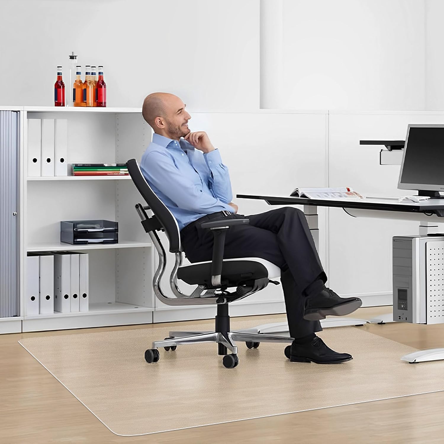 Office Chair Mat for Hard Floors, 35” x 55” Large Floor Protector Mats, Easy Rolling Desk Chair Mat for Hardwood, Clear, Easy to Clean (Rectangle)