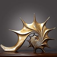 YUDIZWS Gold Polyresin Conch Statue - Modern Sea Shell Sculpture for Home Office Living Room Decor, 16x11x2.2 Inch