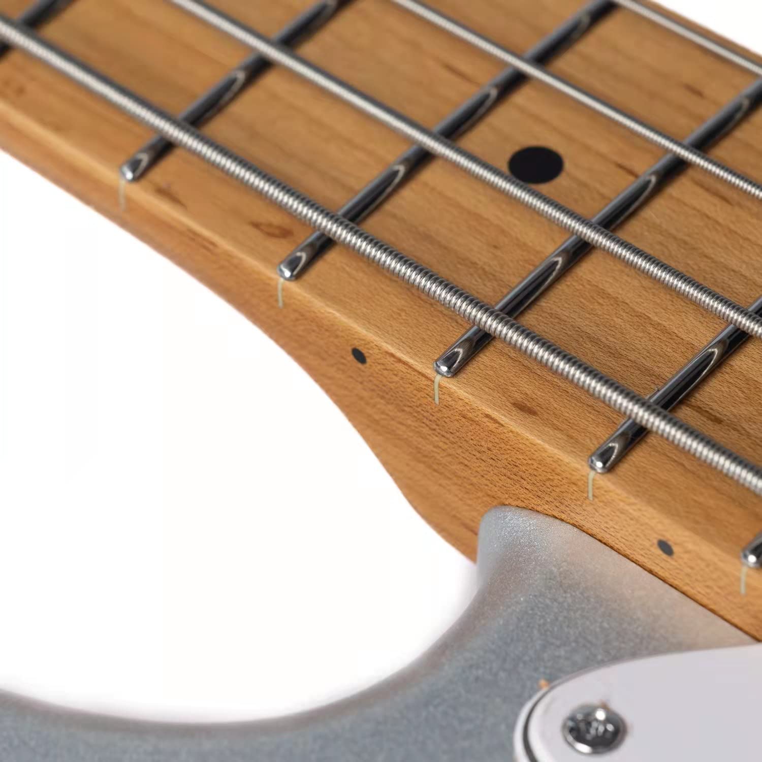 EART Guitarras B10 asado arce cuello caoba cuerpo acero inoxidable traste vintage estándar 4 cuerdas bajo eléctrico