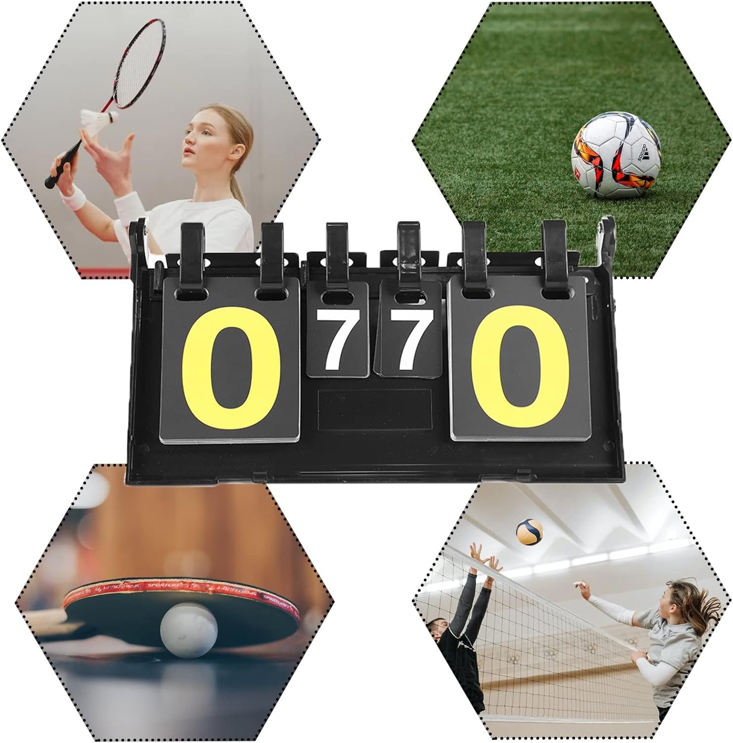 Marcador Deportes Manual de Puntuación Portátil para Baloncesto, Bádminton, Voleibol, Tenis de Mesa