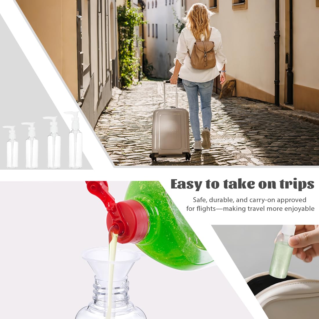 Set 6 Flaconi Pompa Senz'Aria Ricaricabili - Bottiglie Sottovuoto Da