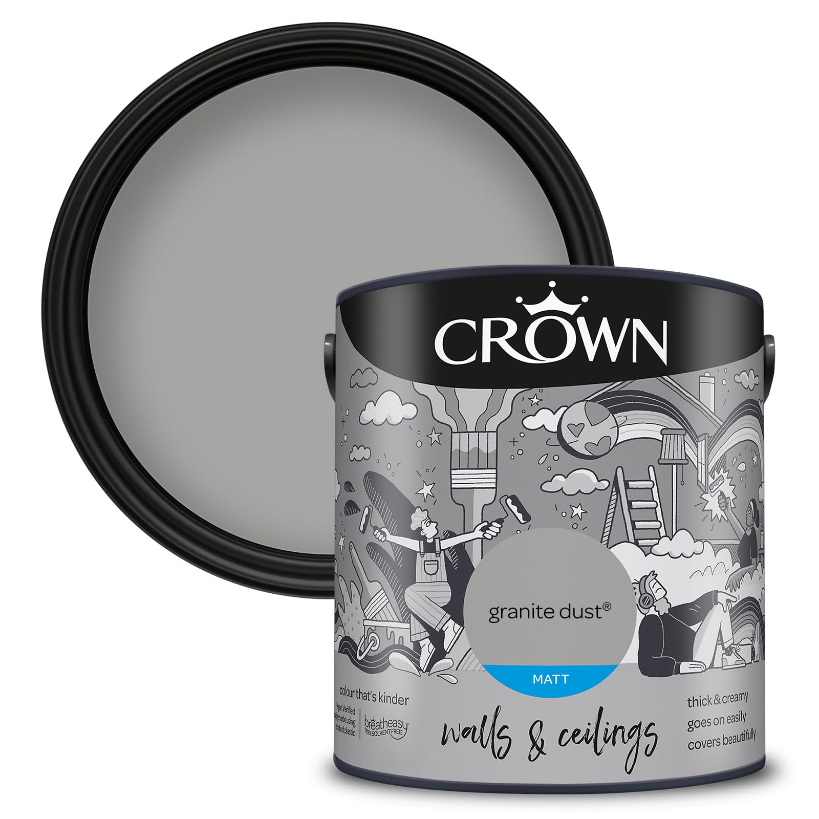 Crown Matt Emulsion Paint, 2.5L, Granite Dust  x  x 