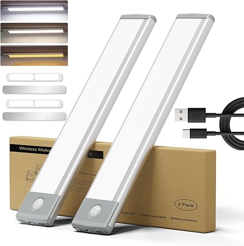 LEPOTEC Iluminación para debajo del gabinete, luz con sensor Montion para interiores, 3 temperaturas de color, 35 luces LED regulables debajo del