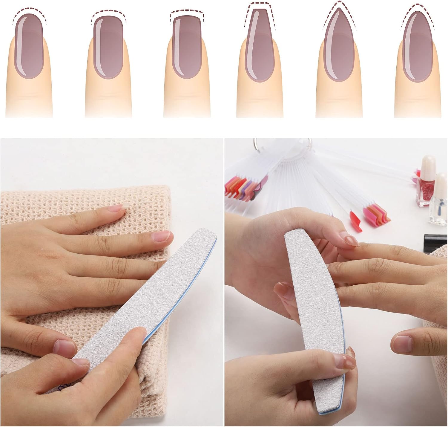 25 Count Coarse Nail Files 80/80 Grit, Reusable Rough Nail Files Double Sided Emery Boards for Acrylic Nails