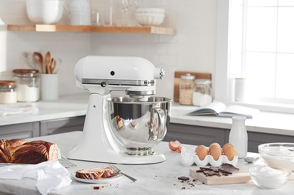 KitchenAid Artisan Series 5 Quart Tilt Head Stand Mixer with Pouring Shield KSM150PS, White - 4