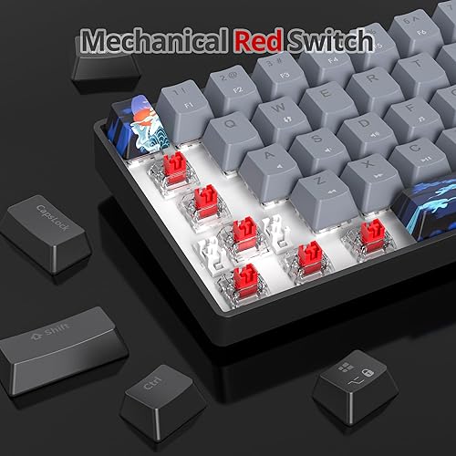 Miniatura 3 de Teclado para juegos 60% portátil con cable, teclado mecánico ultra compacto, retroiluminación RGB, interruptor rojo para Windows PC y portátiles