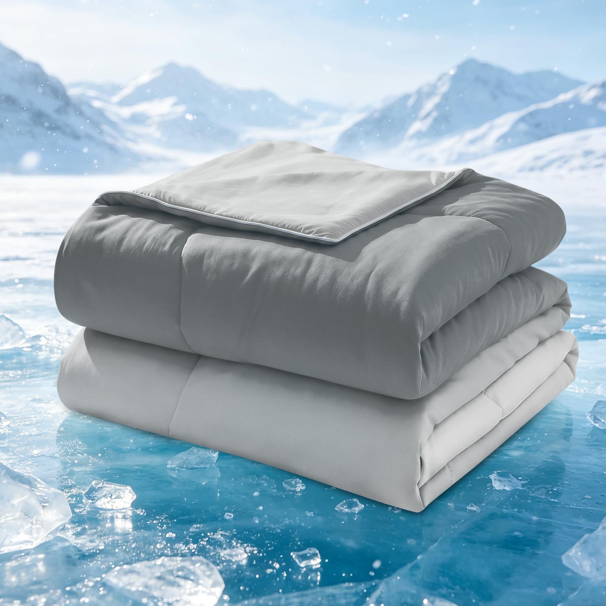 WONGS BEDDING Cooling Duvet Single Summer Cooling Blanket for Hot Sleepers Ultra Soft Comforter Cool Fabric Blanket for Night Sweats Nap Throw, 150x200cm, Ombre Light Grey โ image 1