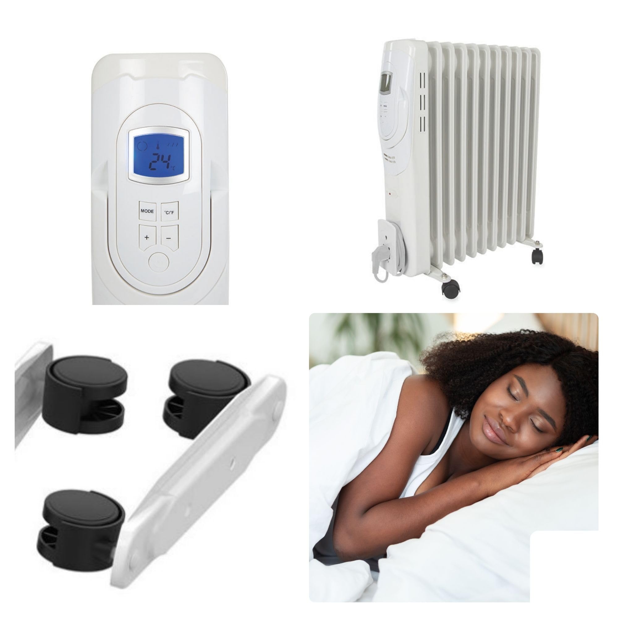 Perel 2500W Ölradiator mit 11 Rippen, 3 Heizstufen, LCD-Display, Timer, einstellbarem Thermostat, Griff, Rädern und Kabelhalter, Überhitzungs- und Kippschutz, tragbarer, geräuschloser und