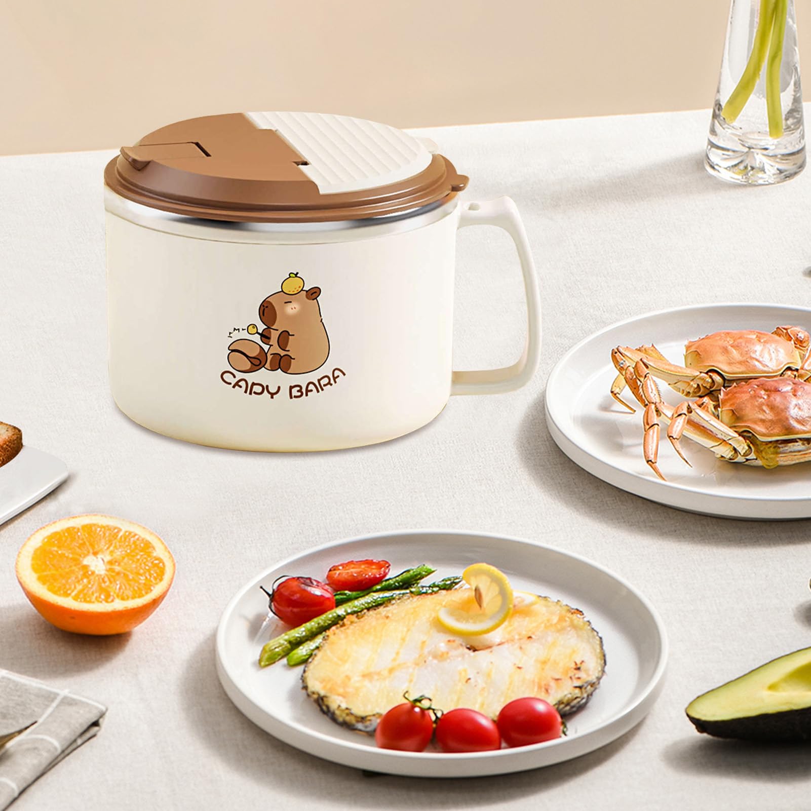 Juego De Tazón De , Adorable Diseño De Capybara, 1150 g, Cuenco De | Cocina Versátil, Plato De Sopa De Fideos Capybara, Diseño Portátil Ligero Para Sopa Fideos, Ensalada, Cereales