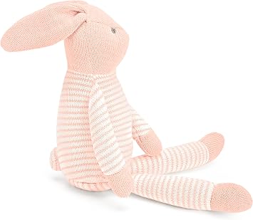 Mousehouse Gifts - Medium Pink Rabbit Soft Toy Plush, Knitted Bunny Teddy Bear for Children and Babies