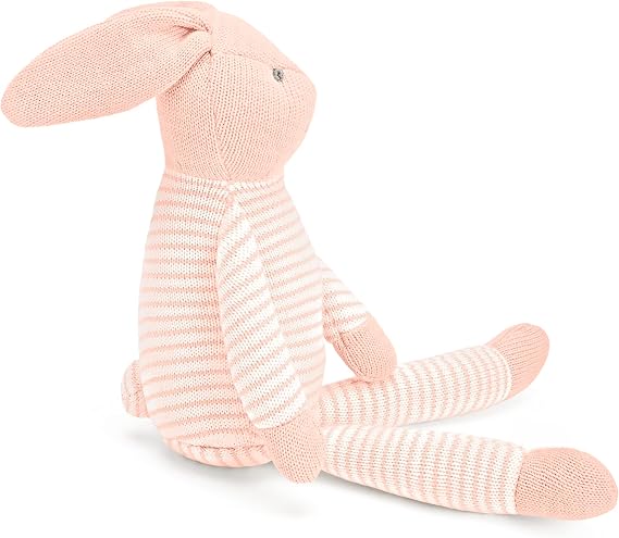 Mousehouse Gifts - Medium Pink Rabbit Soft Toy Plush, Knitted Bunny Teddy Bear for Children and Babies