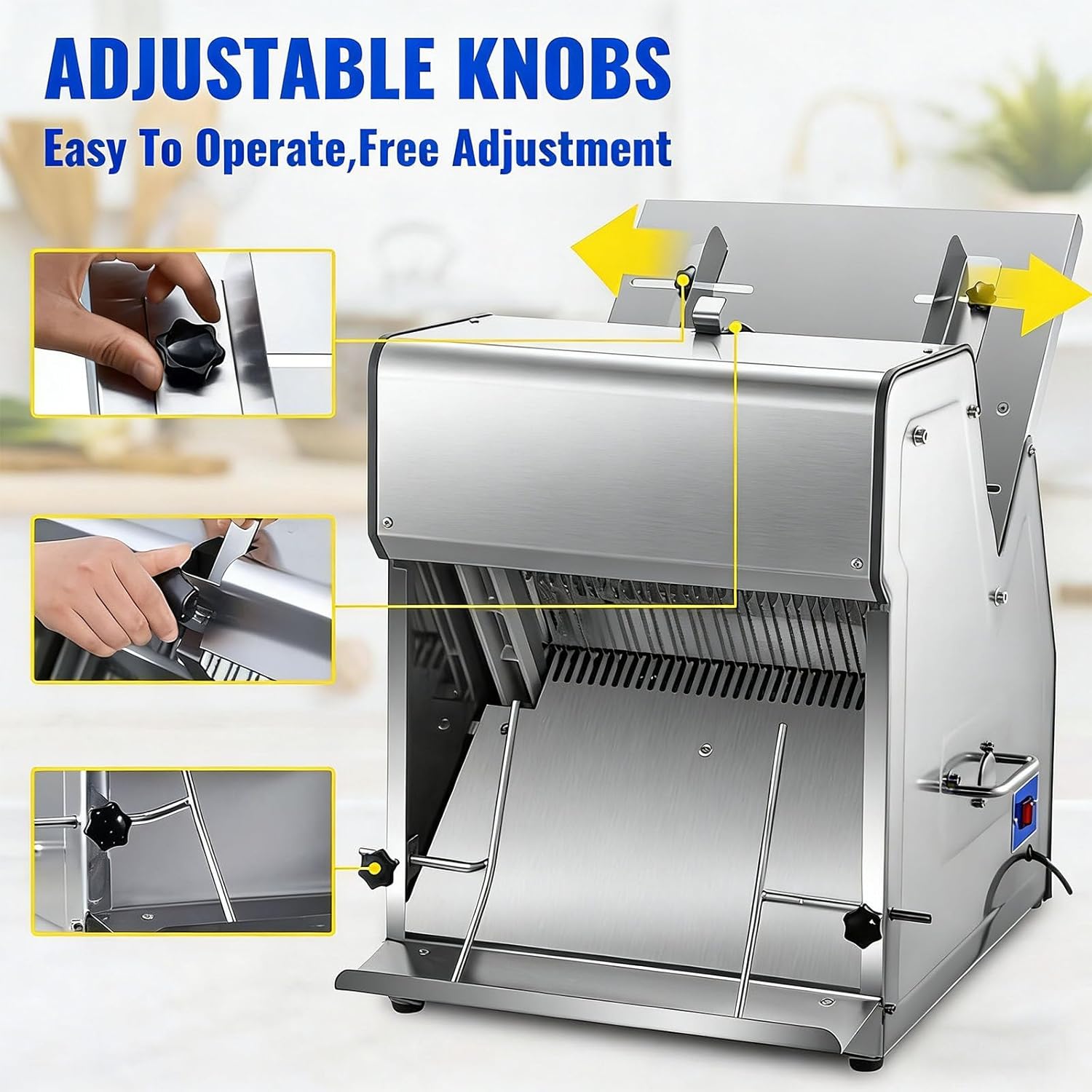 Commercial Grade Bread Slicer Machine - Adjustable Electric Cutter, 12mm Thickness, Slices 31 Pieces per Load - Perfect for Bakeries, Restaurants, and Home Use