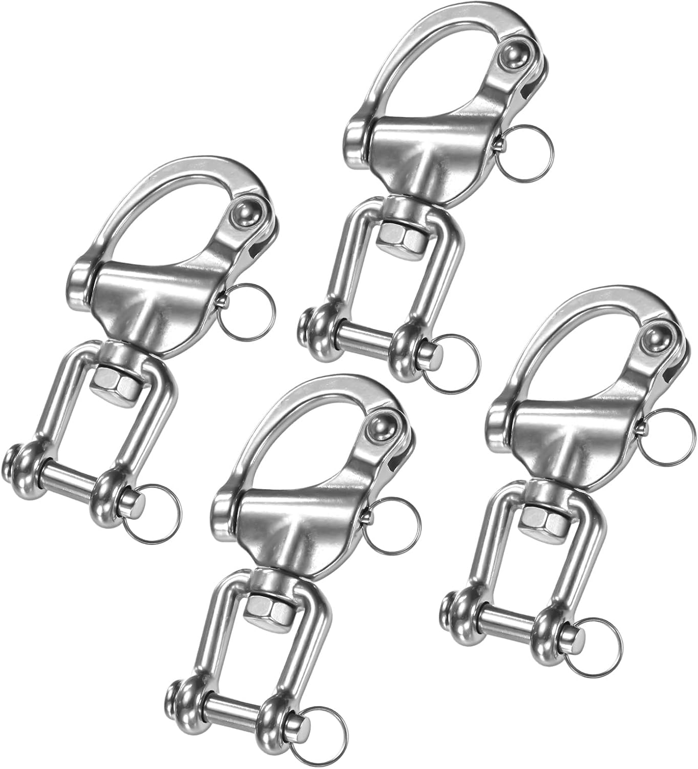Swivel Snap Shackles [4PCS] - 316 Stainless Steel Jaw Anchor Swivel Clevis Shackle Use for Sailing Rigging & Camping & Marine - [128MM/5.04IN-1300 KG] Quick Release Snap Hook