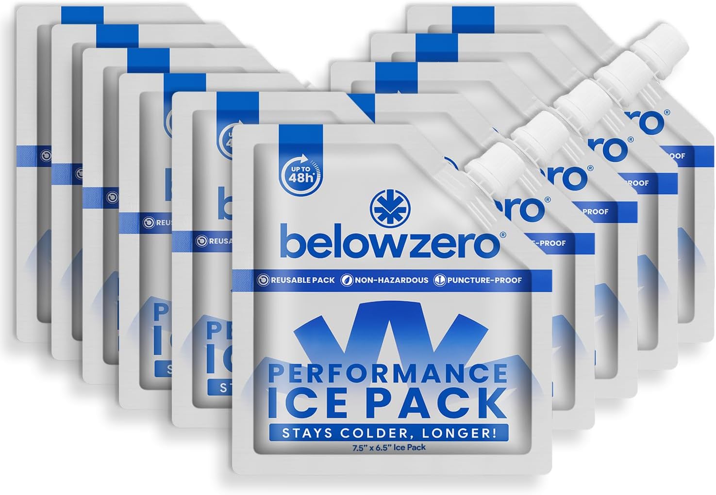Below Zero Reusable Ice Packs for Coolers – Long Lasting Cooler Ice Pack Blocks, Leak-Proof Freezer Packs for Camping, Lunch Boxes & Travel