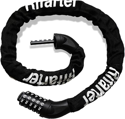Cadena de bloqueo de bicicleta, combinación de 5 dígitos, cerradura de cadena antirrobo de alta resistencia, 3.2 pies de largo, cerraduras de