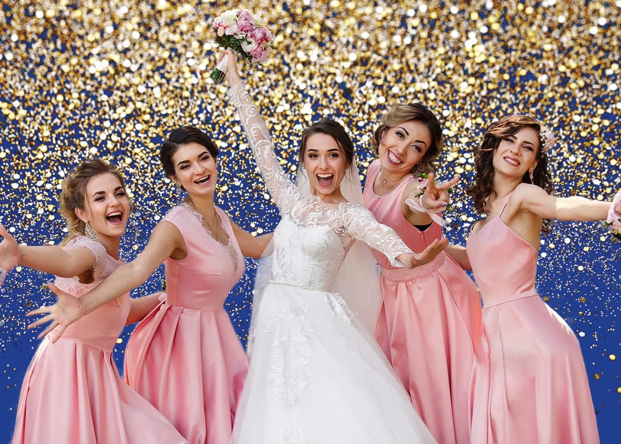 LYCGS 10x8ft Royal Blue Glitter Backdrop Birthday Gold Spots Bokeh Wedding Prom Graduation Photography Background X-77