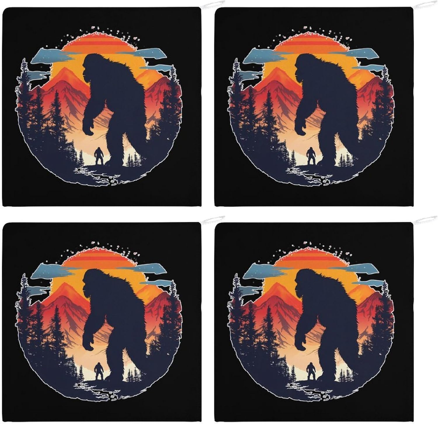 Forests Bigfoot Sasquatch Hand Towels for Bathroom Kitchen Towels Small Towel Handkerchiefs with Hanging Loop 4PCS