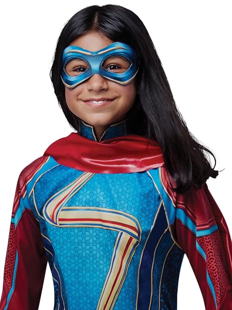 Foto 2 de 3 de Rubies Disfraz Ms Marvel Classic para niñas, Top con detalles impresos, pantalón, antifaz y bufanda