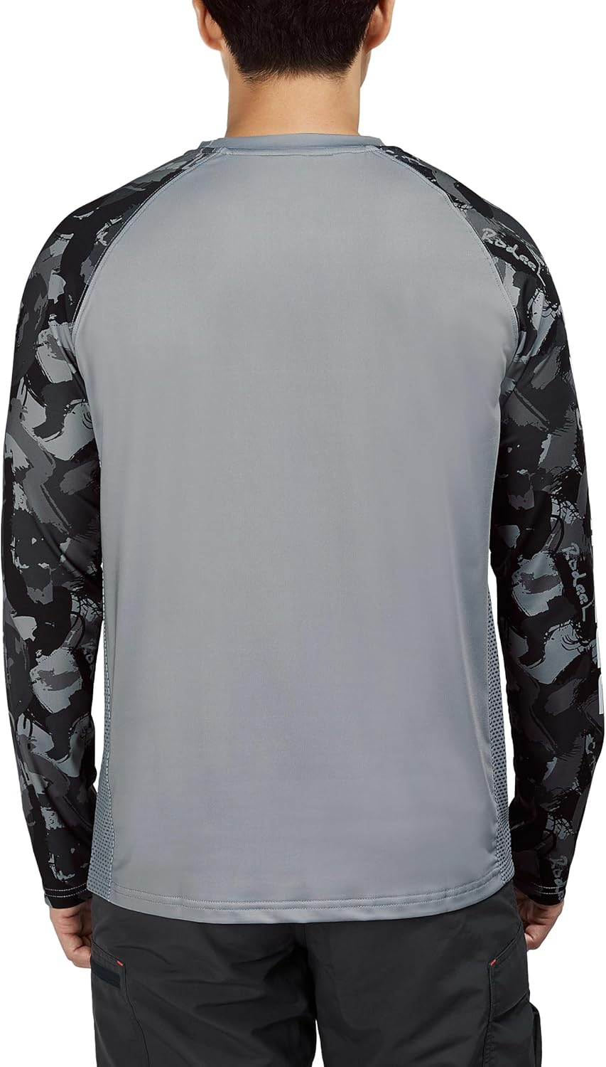 Rodeel Mens Loose-Fit Fishing T-shirt Bluff Performance Long Sleeve Shirt UPF 50 Raglan Sleeve