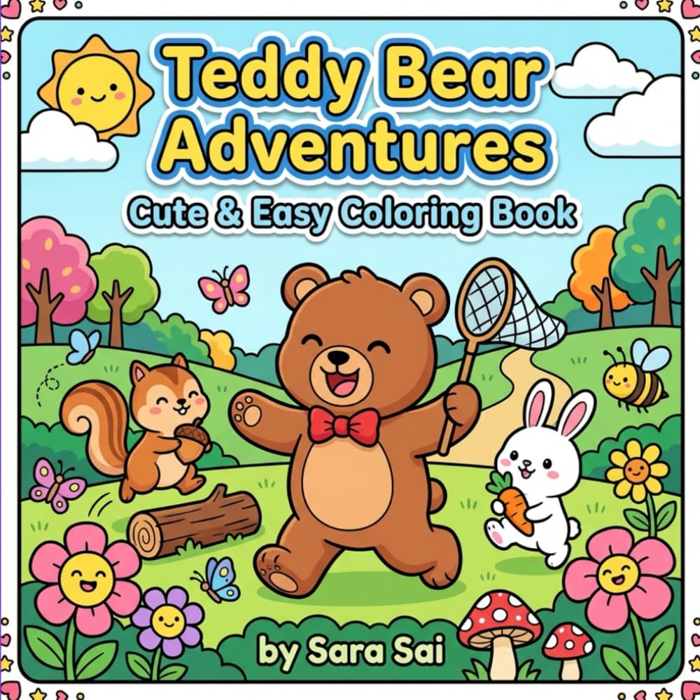 Teddy Bear Adventures: Cute & Easy Coloring Book