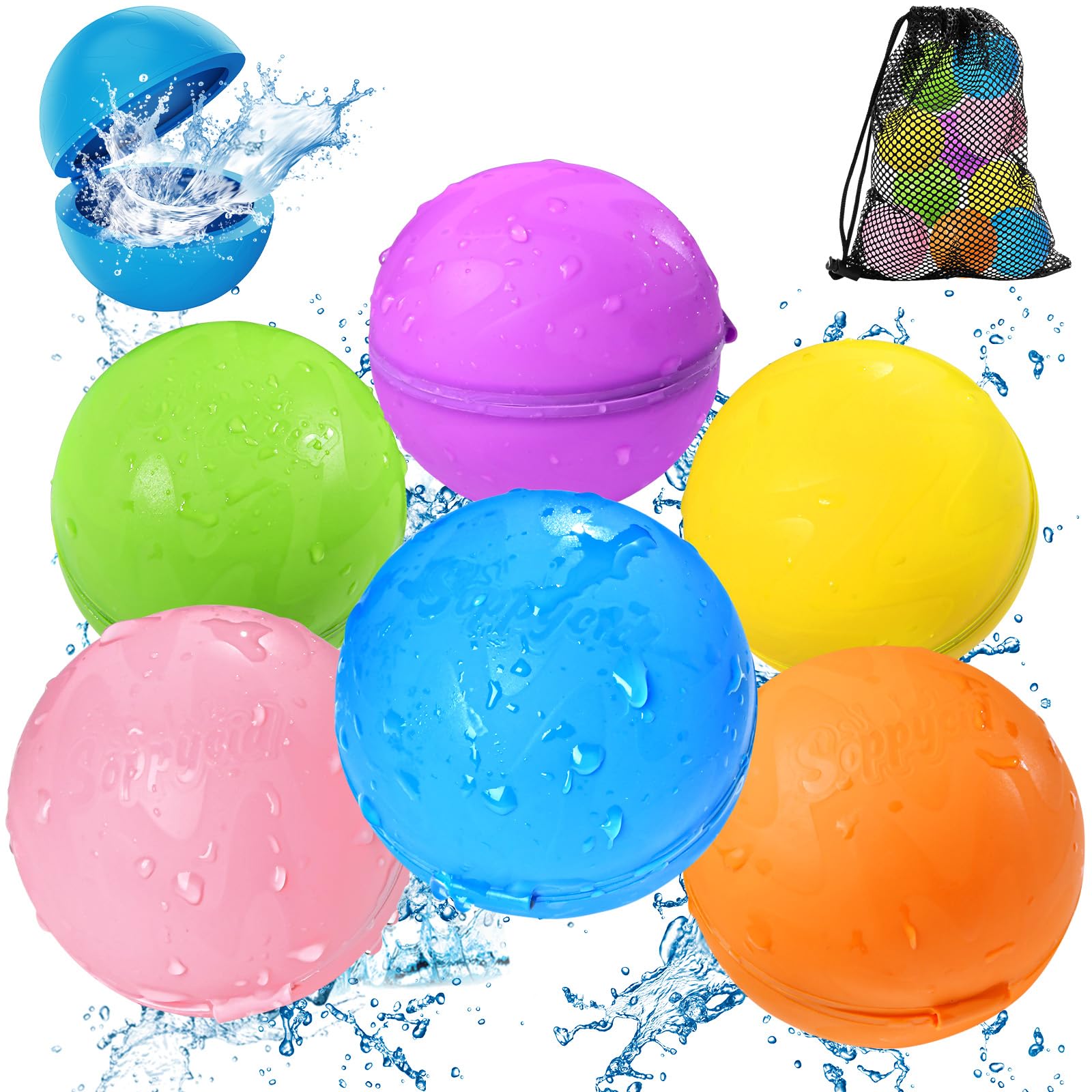 soppycid reusable water bomb balloons summer toy water toy for boys and girls pool beach toys for kids ages 3-12 outdoor activities water games toys self sealing water splash ball for fun4pack