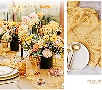 Vista 34 de Showgeous 10 Pack Baby Pink Cheesecloth Table Runner 10FT Long Semi-Sheer Gauze Table Runner Boho or Rustic Wedding Decor for Wedding Decor Arch