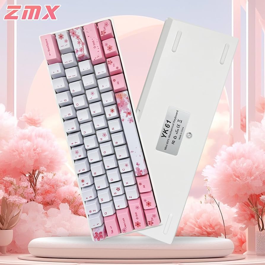 cherry blossom 様 Amazon.com: ZMX Cherry Blossom Pink Mechanical Keyboard,60
