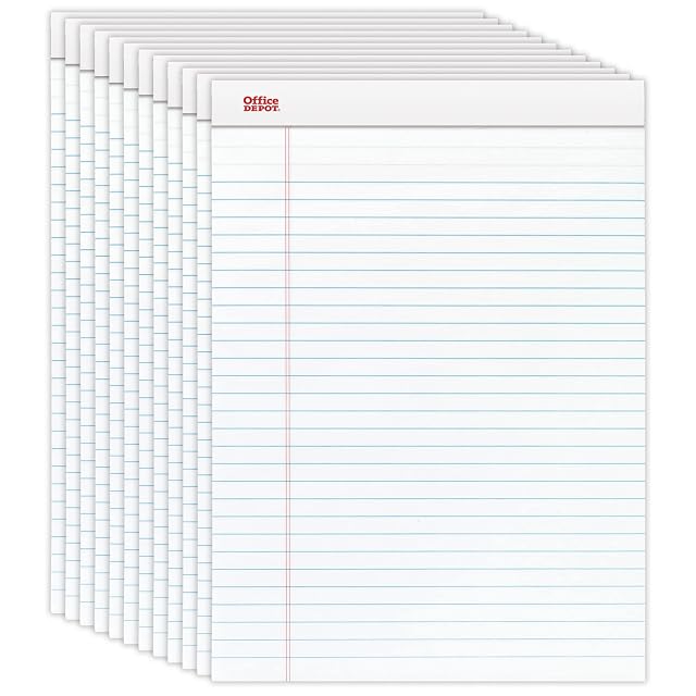 Office Depot Brand Perforated Writing Pads 8 1 2 x 11 3 4 Legal Ruled 50 Sheets